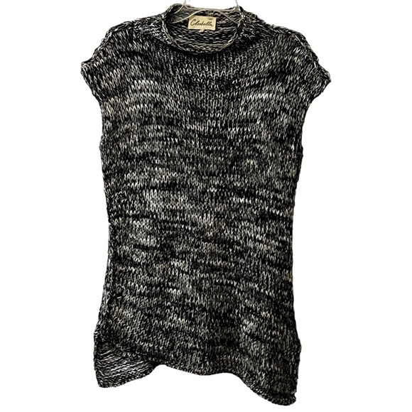 Cleobella Mock Neck Sleeveless Textured Knit Asymetric Sweater Tunic S Marbled - Picture 5 of 12